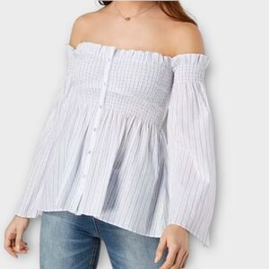 Anthropologie ASTR the Label Shelby Striped Off-The-Shoulder Top Size M NWOT